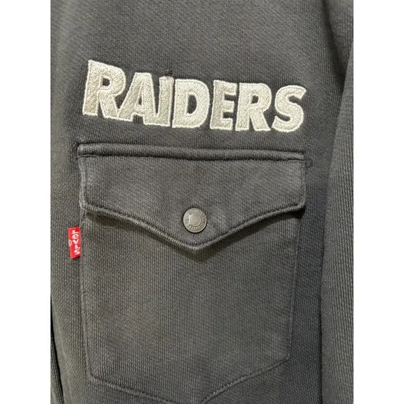 Las Vegas Raiders Shirt Levi's Western Snap HEAVY Jacket Black Long Sleeve Large - Picture 9 of 11
